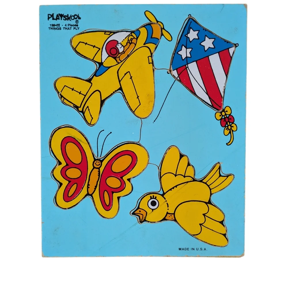 Playskool Vintage Wooden Puzzle Set 4 piece Set of 3